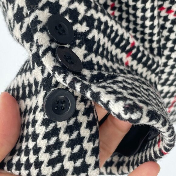 Talbots Houndstooth Blazer Wool-Blend Black White Red Single Breast 2-Button 14 - Picture 5 of 8